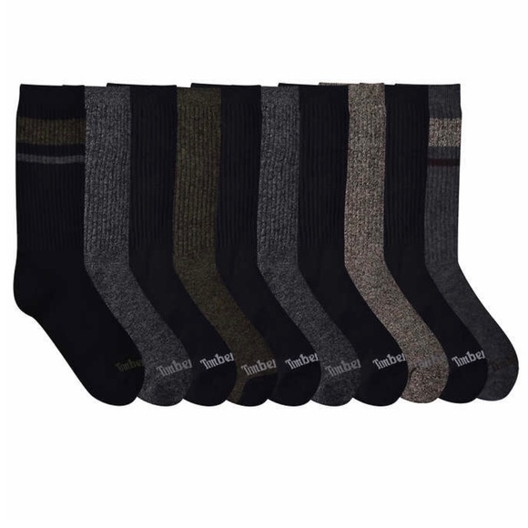 Timberland Men’s Cushioned Crew Socks Cotton Blend 10 Pairs Bundle Size 6-12 NWT - Picture 2 of 15